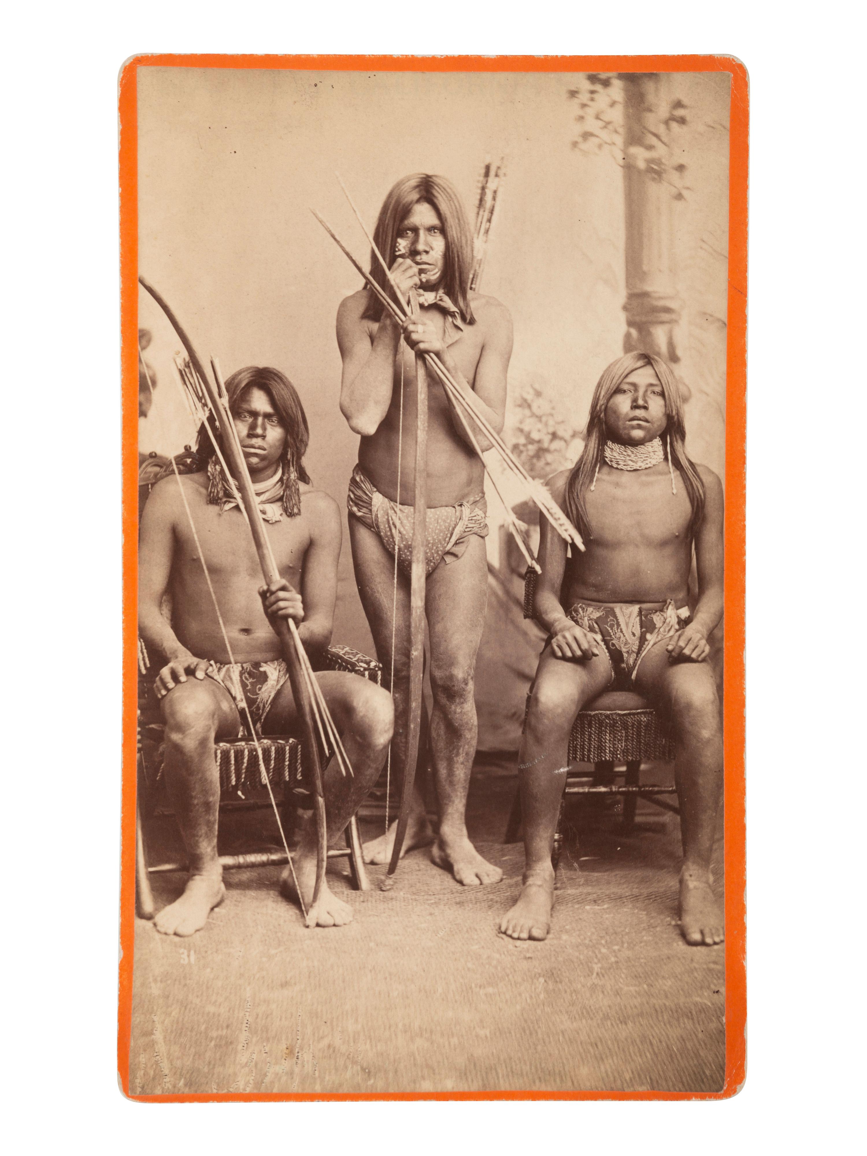 [NATIVE AMERICANS]. BONINE, E.A. (1843-1916), photographer. A group of 5 boudoir photographs of Yuma Indians. Yuma, Arizona and Los Angeles, California: [1880s].