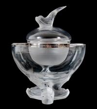 A Lalique Molded and Frosted Glass Caviar Bowl Height overall 10 inches. — 20TH CENTURY