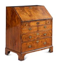 A George II Walnut Slant-Front Bureau