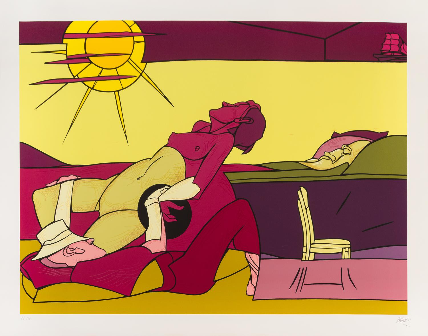 Valerio Adami, (Italian, b. 1935), Reclining in the Sun