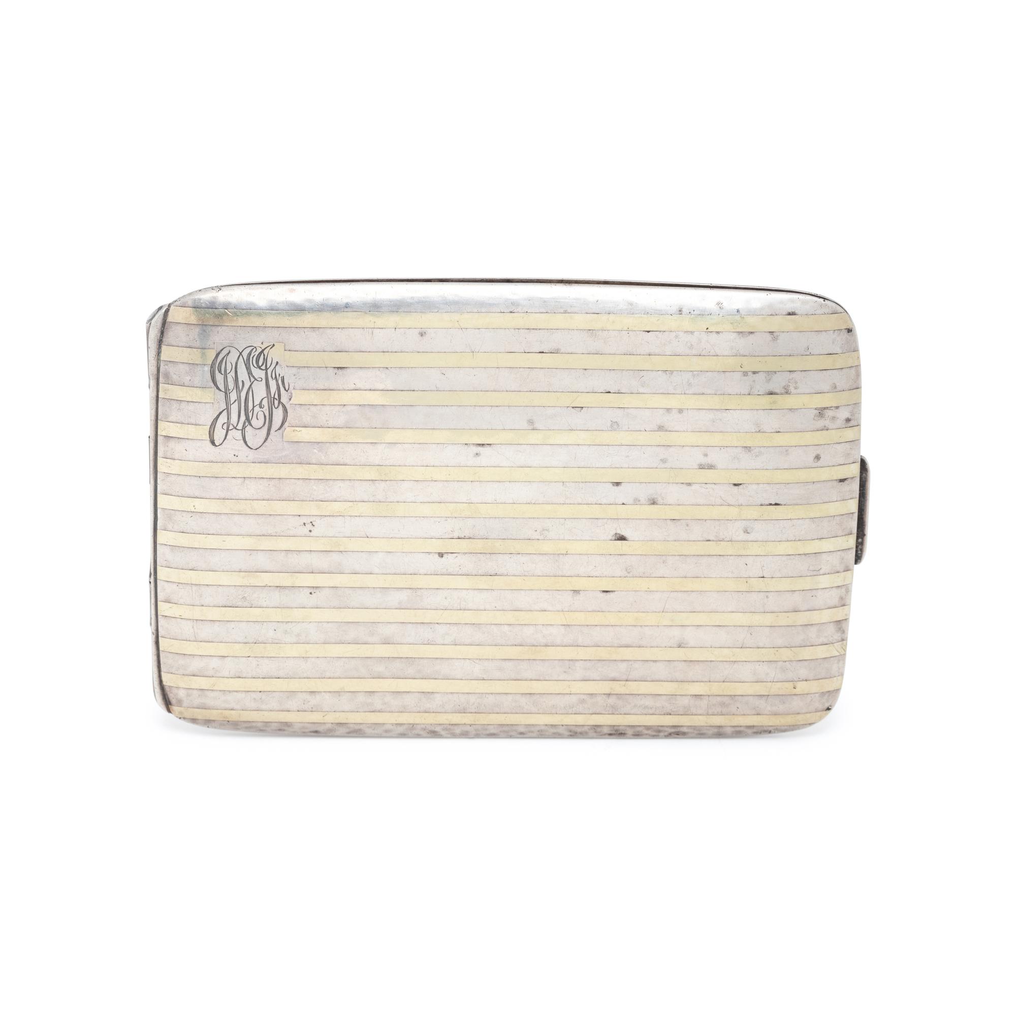 ART DECO, SILVER AND YELLOW GOLD CIGARETTE CASE