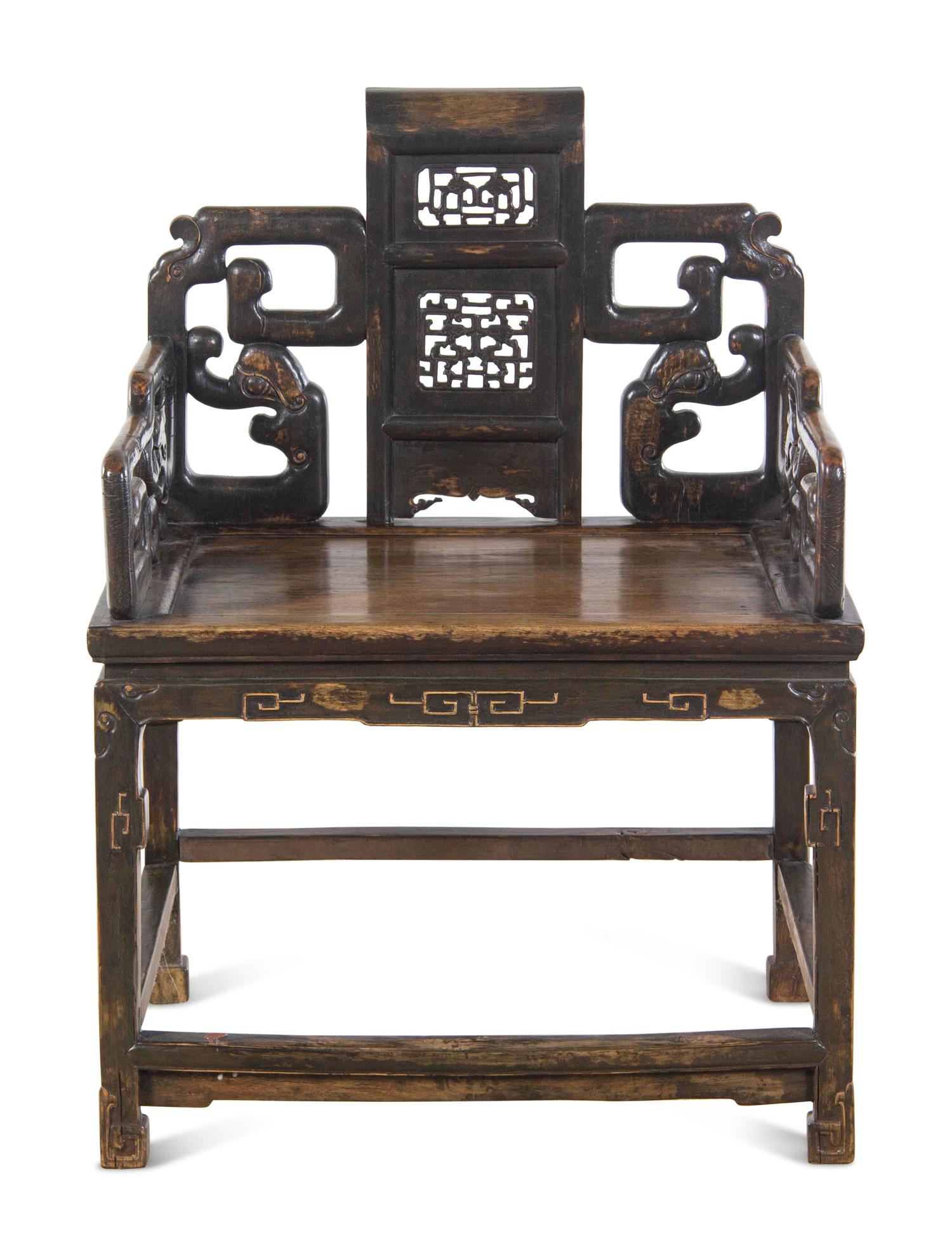 A Hardwood ‘Scroll-End’ Armchair, Taishiyi
