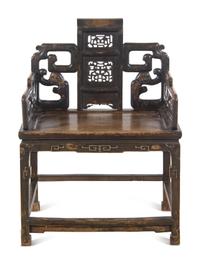 A Hardwood ‘Scroll-End’ Armchair, Taishiyi