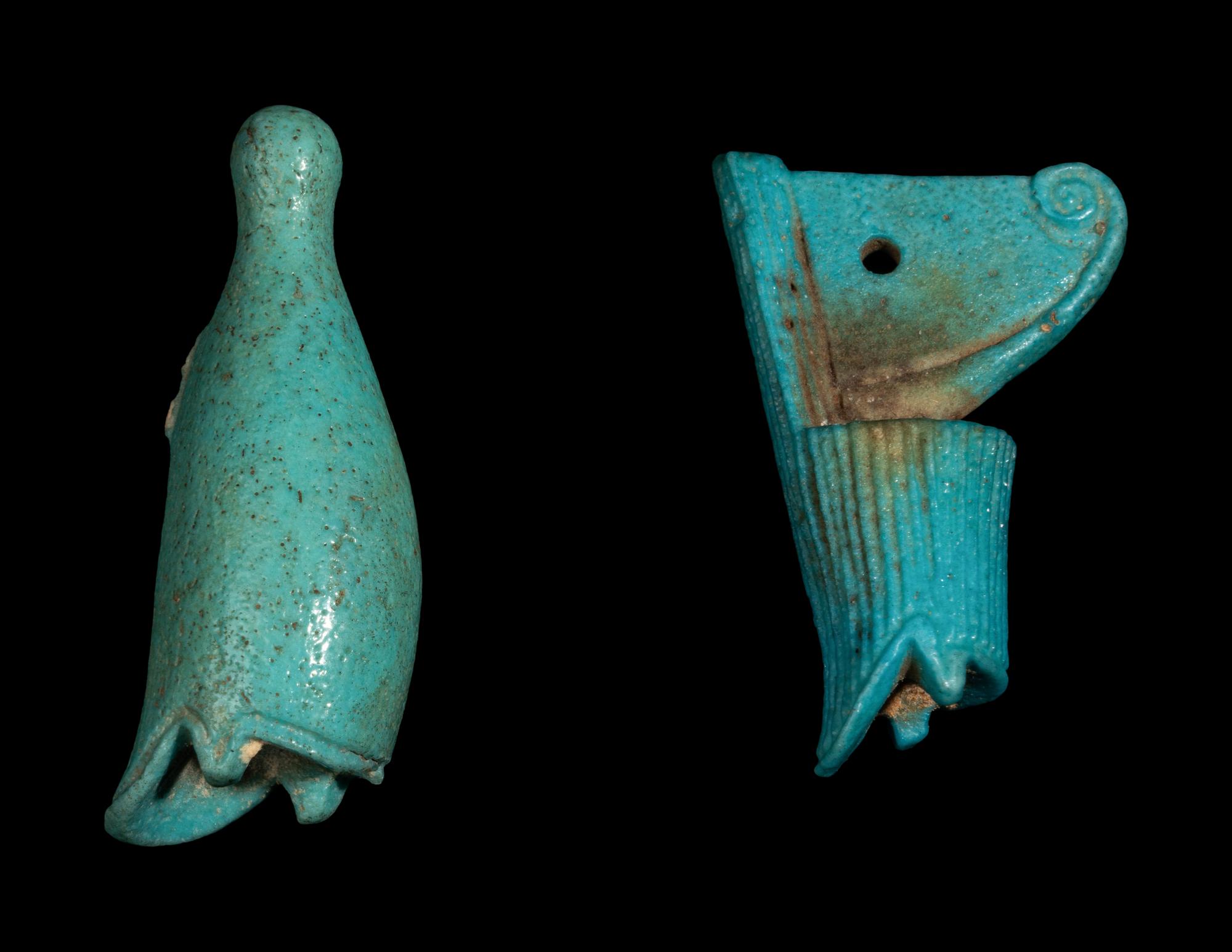 Two Egyptian Faience Crowns