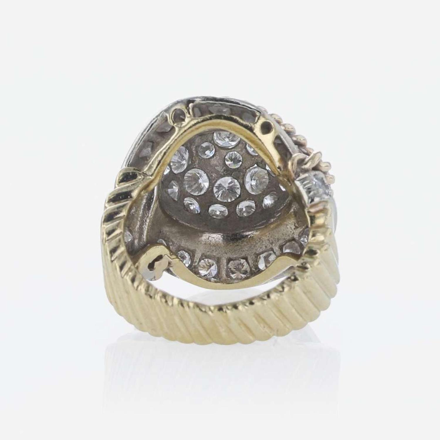 An 18K Yellow Gold Ring with Pavé Diamonds
