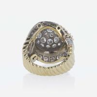 An 18K Yellow Gold Ring with Pavé Diamonds