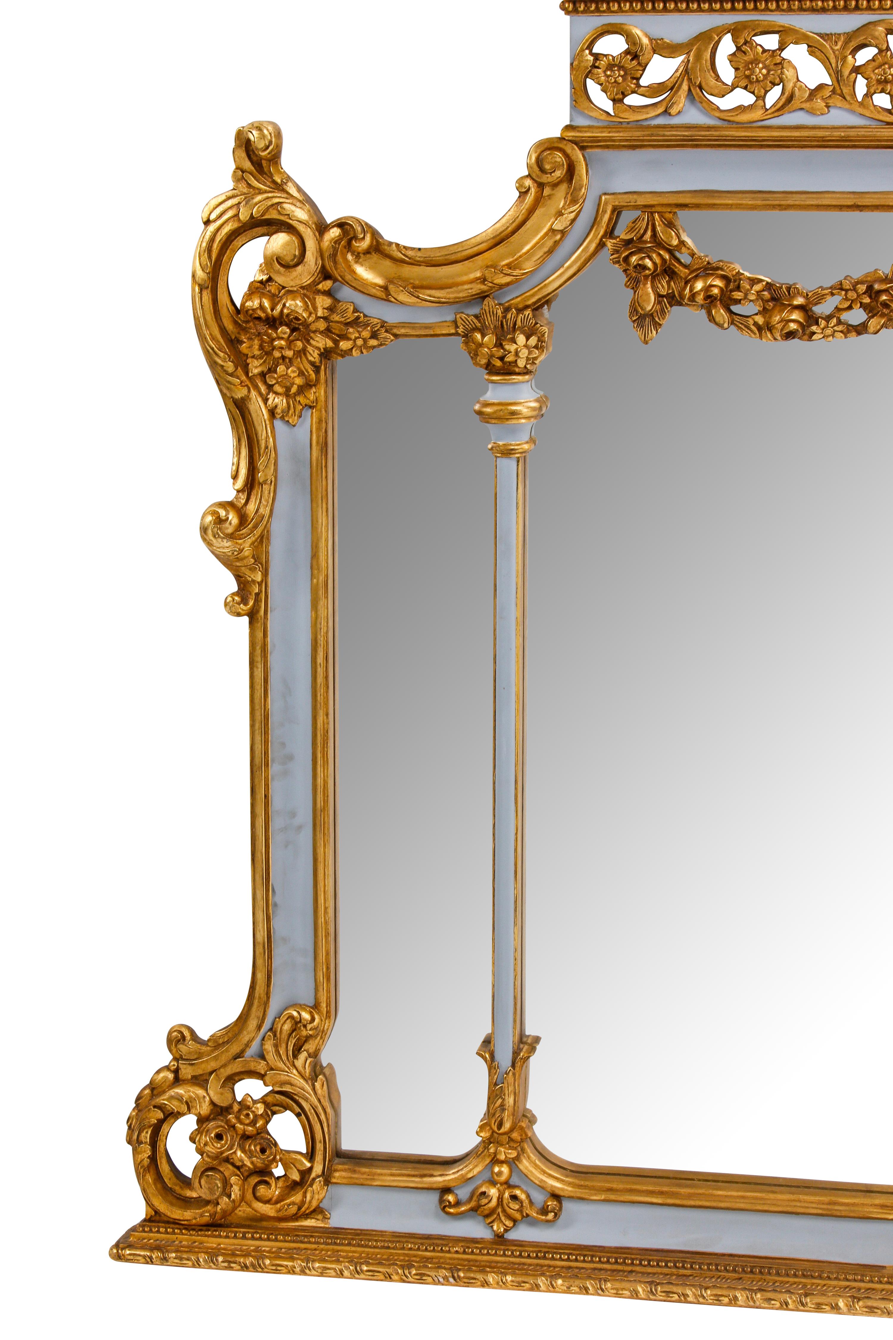 An Italian Painted and Parcel Gilt Overmantel Mirror