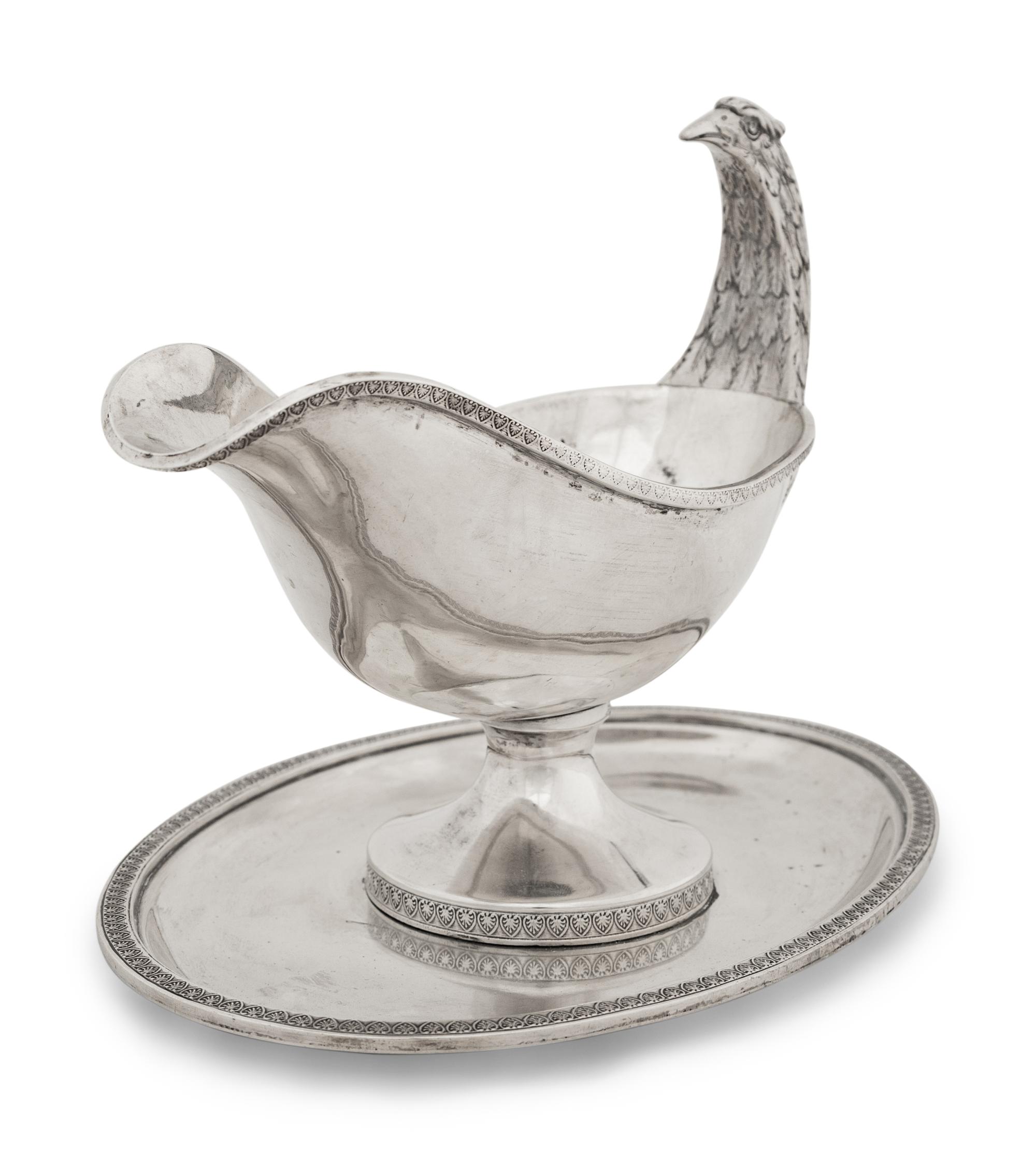 An Austro-Hungarian Silver Sauce Boat with Attached Undertray