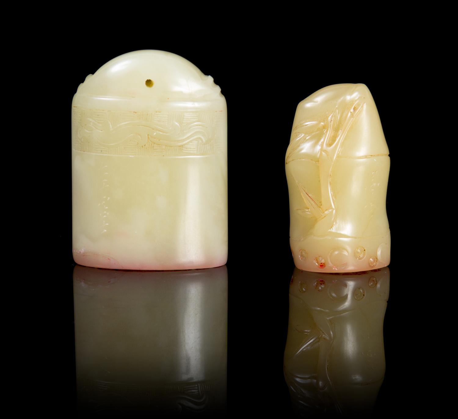 Two Carved Soapstone Seals Height of taller 1 7/8 inches.