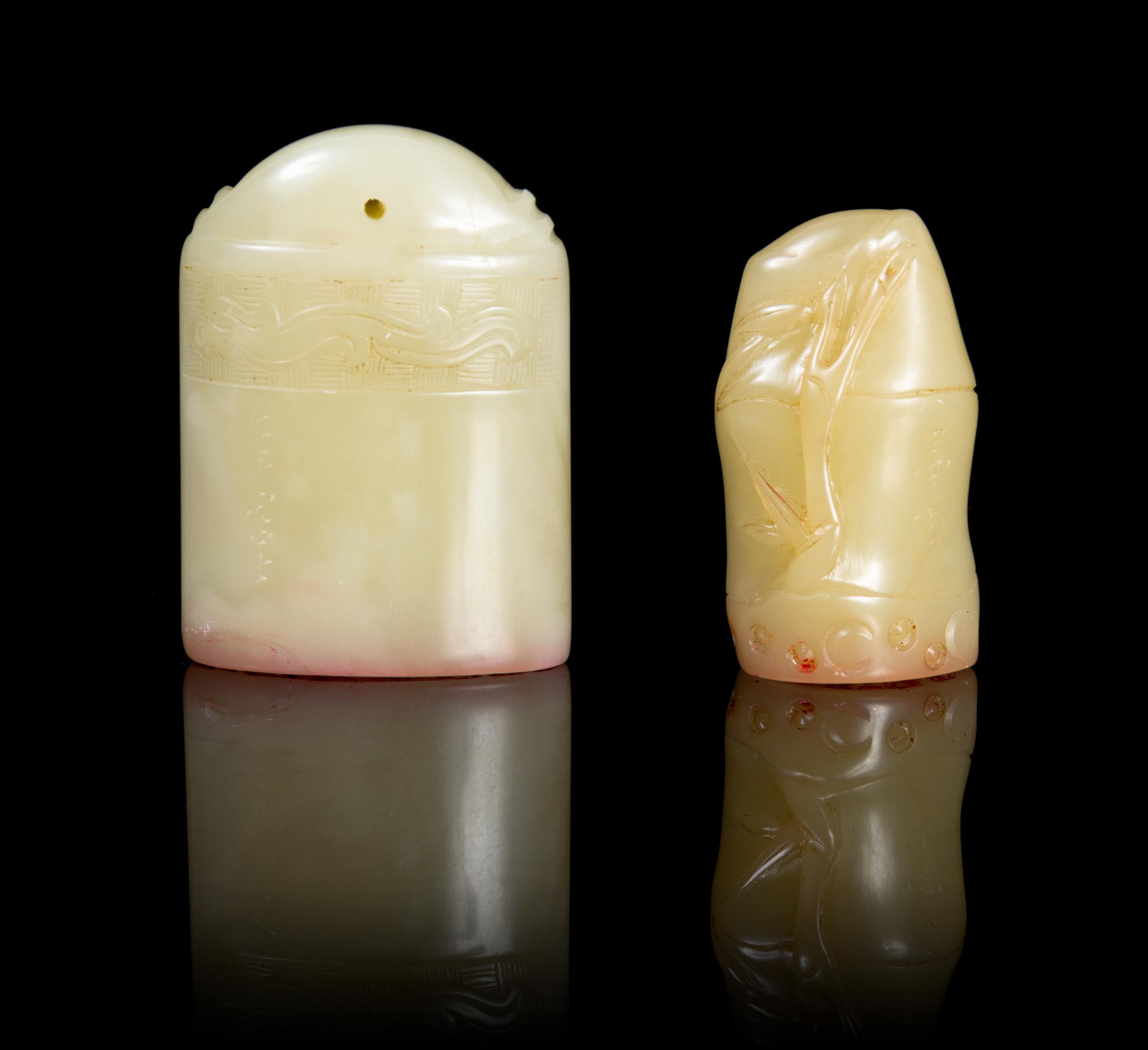 Two Carved Soapstone Seals Height of taller 1 7/8 inches.