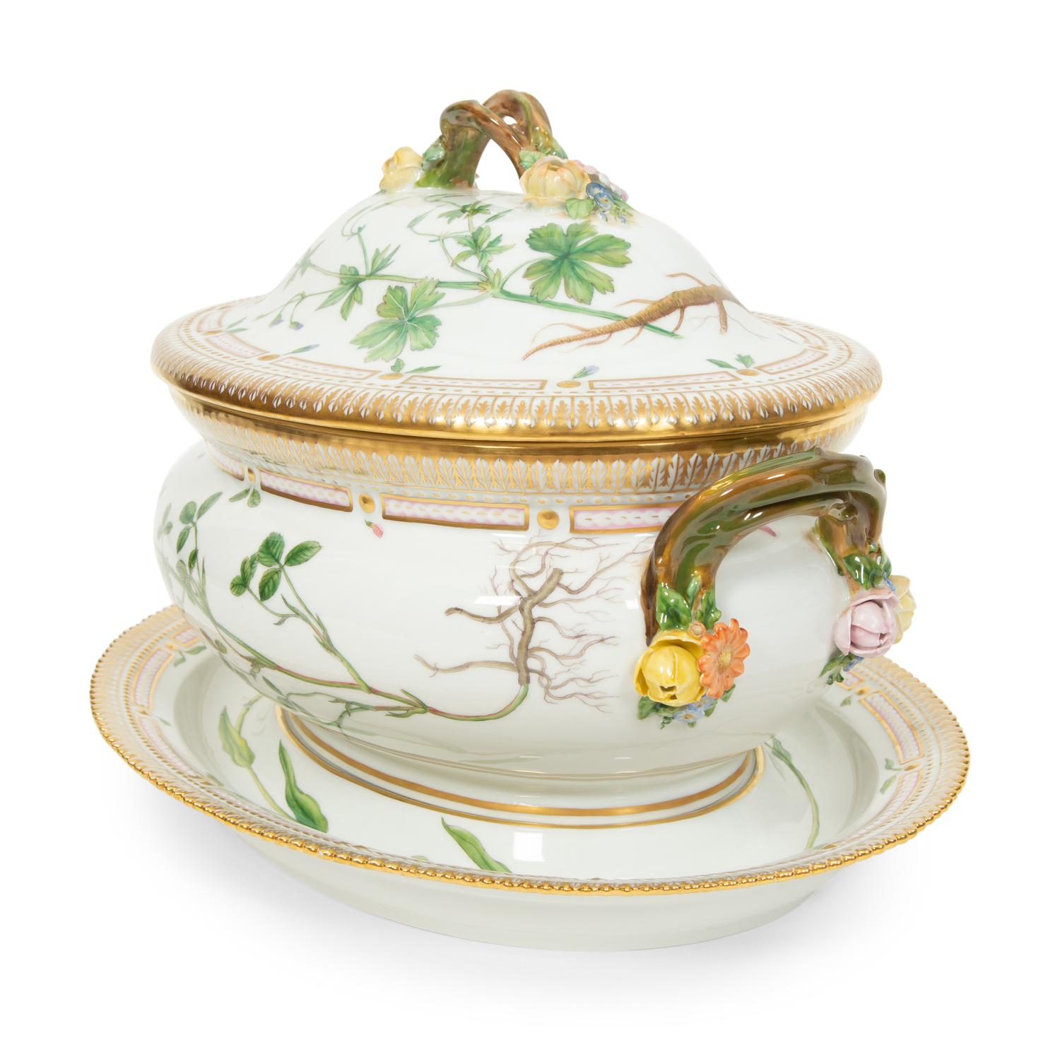 A Royal Copenhagen Flora Danica Large Porcelain Tureen and Underplate