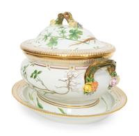 A Royal Copenhagen Flora Danica Large Porcelain Tureen and Underplate