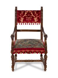 A Continental Carved Mahogany Side Chair