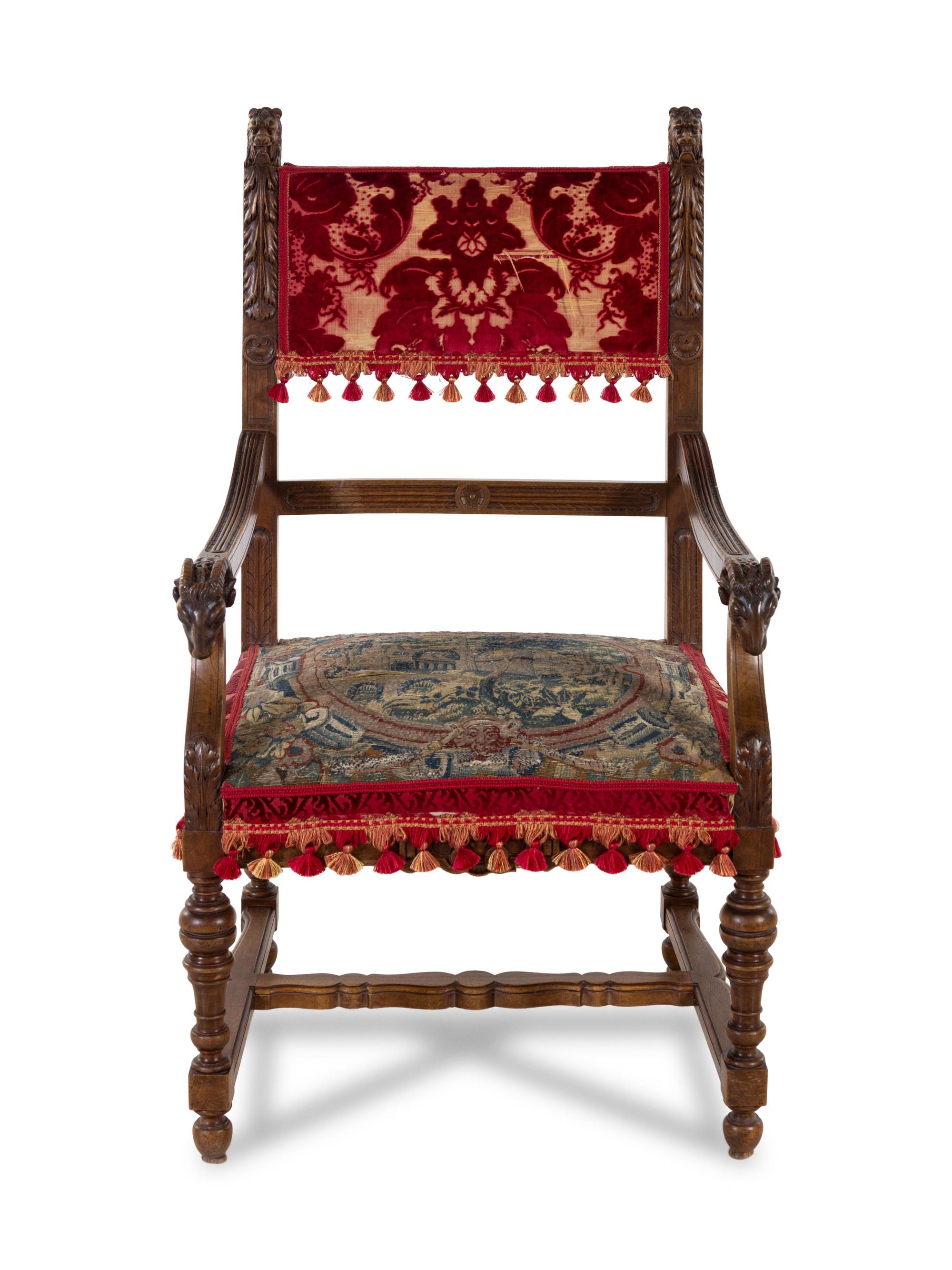 A Continental Carved Mahogany Side Chair