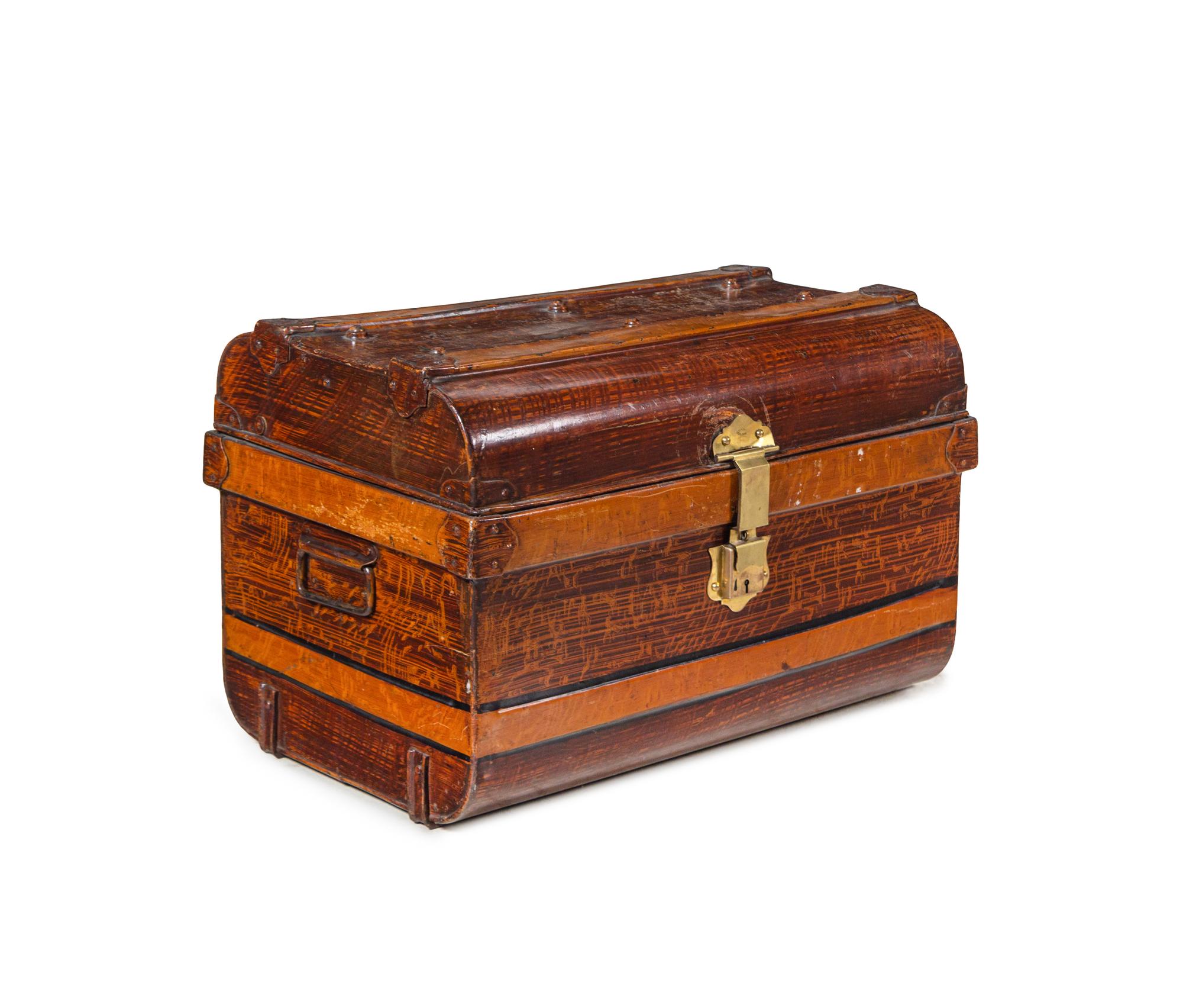 An English Faux Bois Tole Blanket Chest