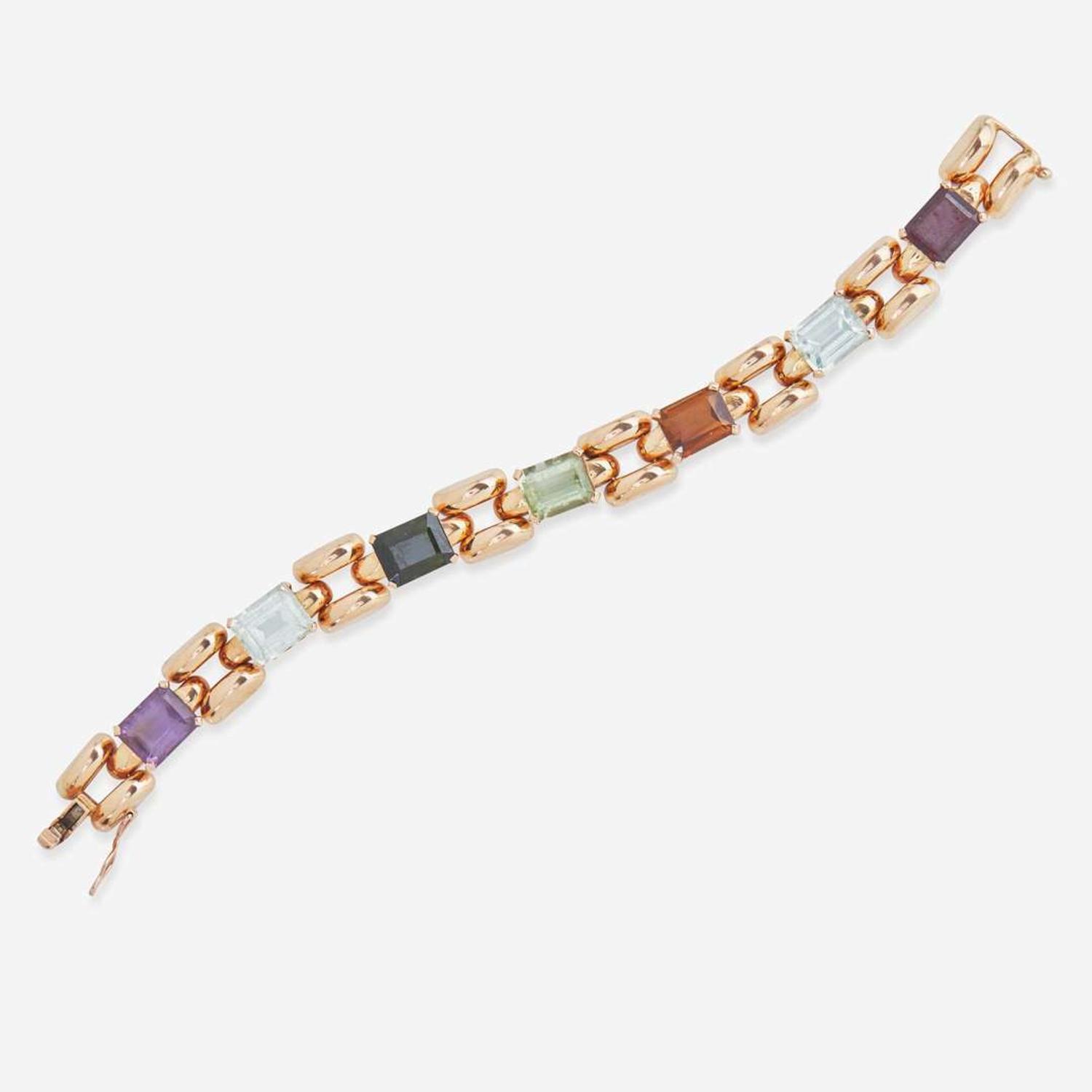 A 14K Rose Gold and Gemstone Bracelet