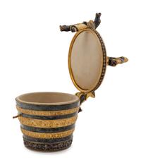 A Continental Gilt and Patinated Bronze Pail-Form Box