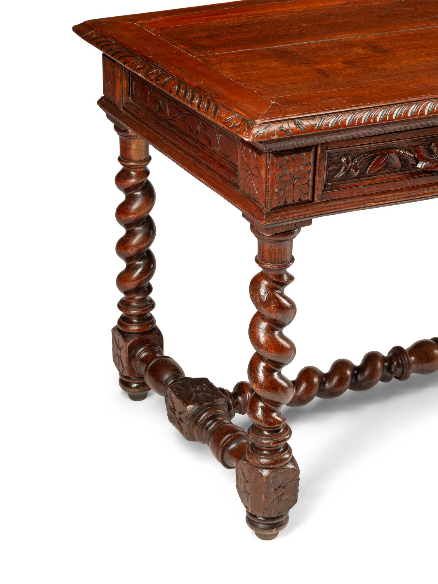 A French Renaissance Revival Walnut Library Table
