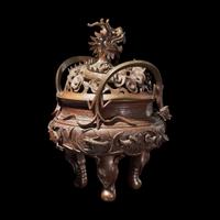 A Large Bronze 'Dragon' Tripod Censer and Cover, 19th Century 十九世紀 龍紋三足爐