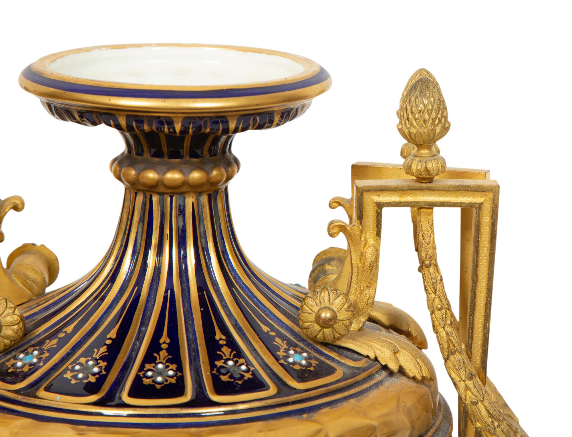 A Sèvres Gilt Bronze Mounted Porcelain Urn