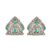 ART DECO, EMERALD AND DIAMOND DOUBLE CLIP BROOCH