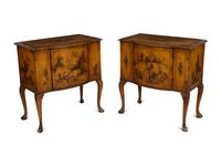 A Pair of Georgian Style Ochre Japanned Bedside Cabinets