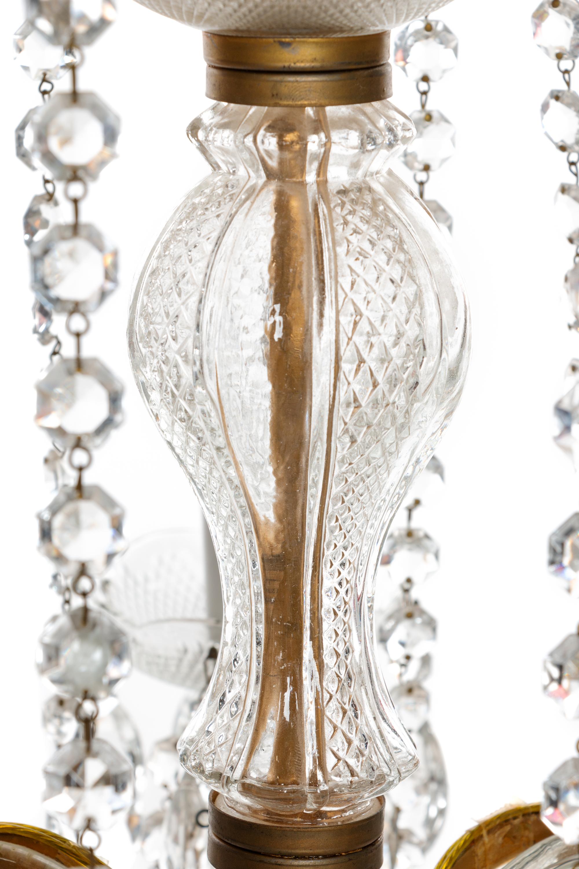 A Neoclassical Cut Glass Eighteen-Light Chandelier