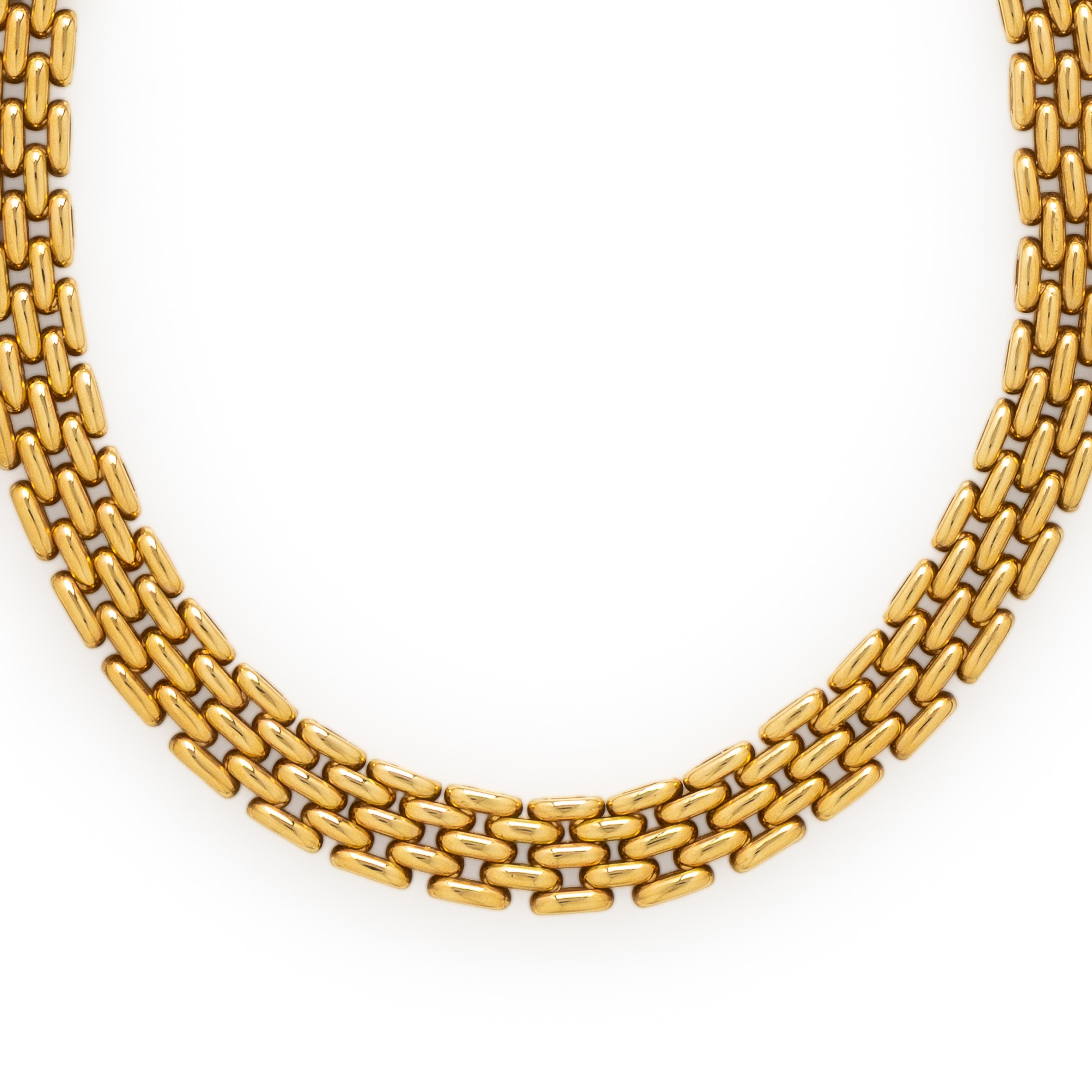 Yellow Gold Brick Link Necklace