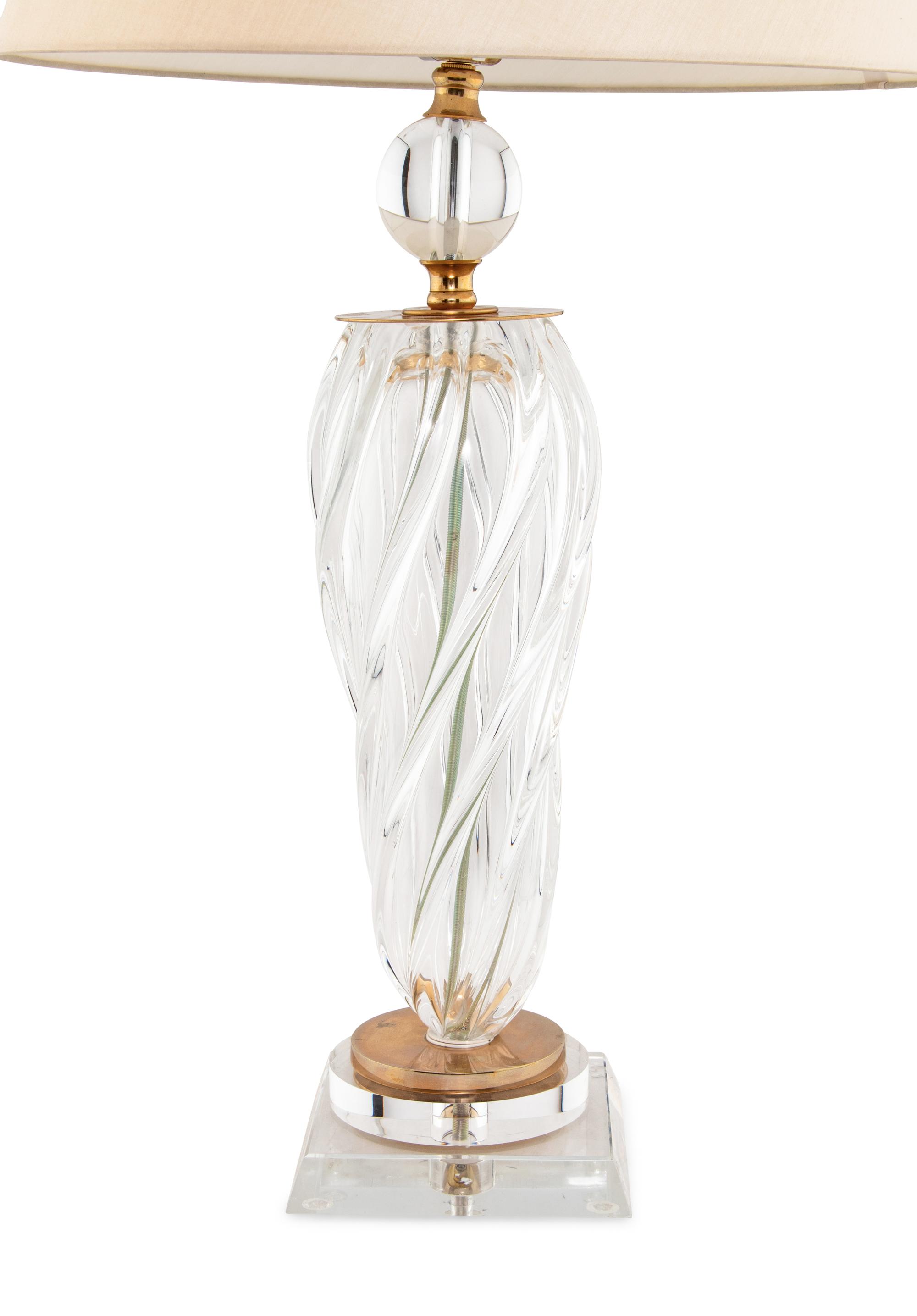 A Pair of Blown Glass Table Lamps