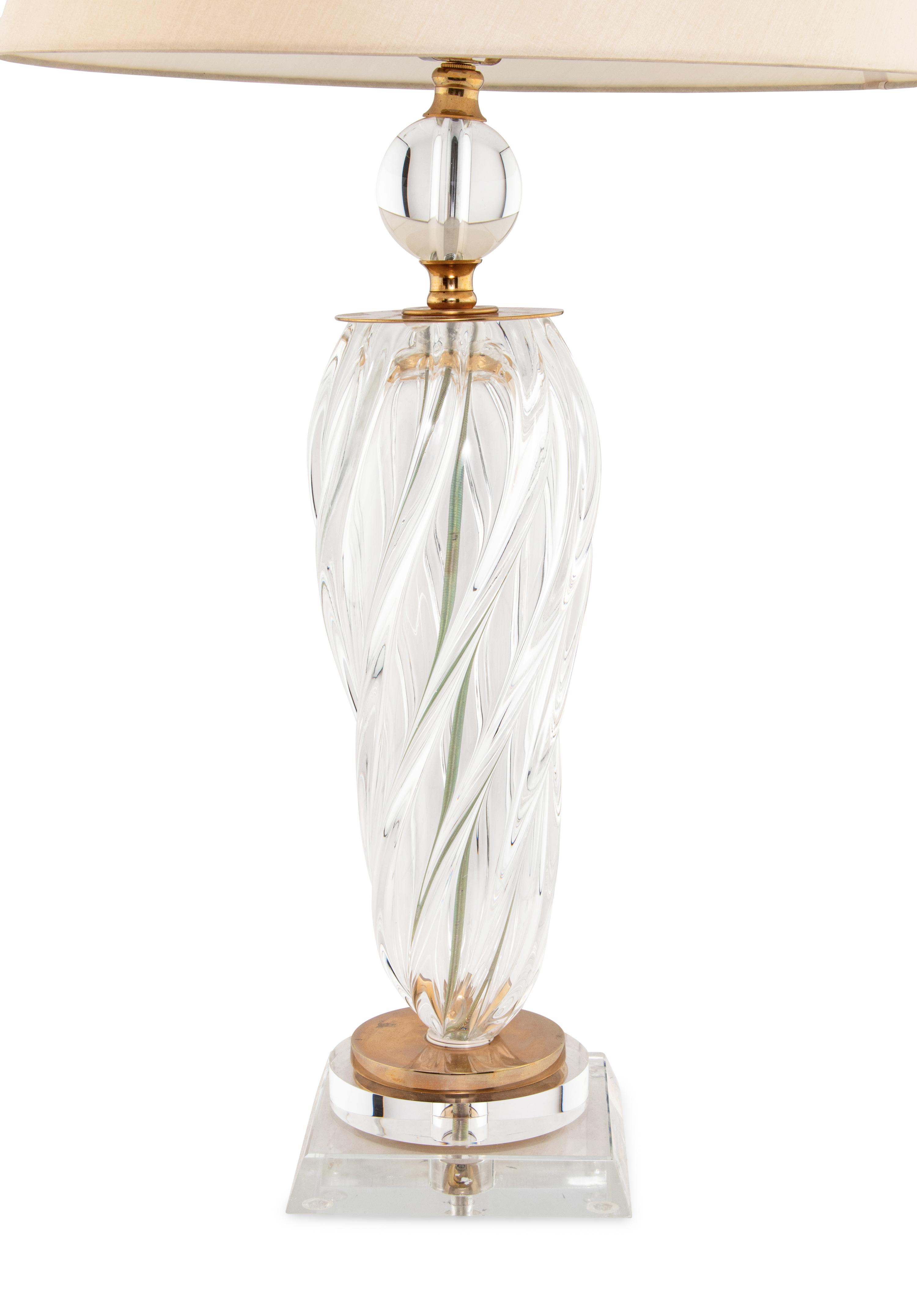 A Pair of Blown Glass Table Lamps