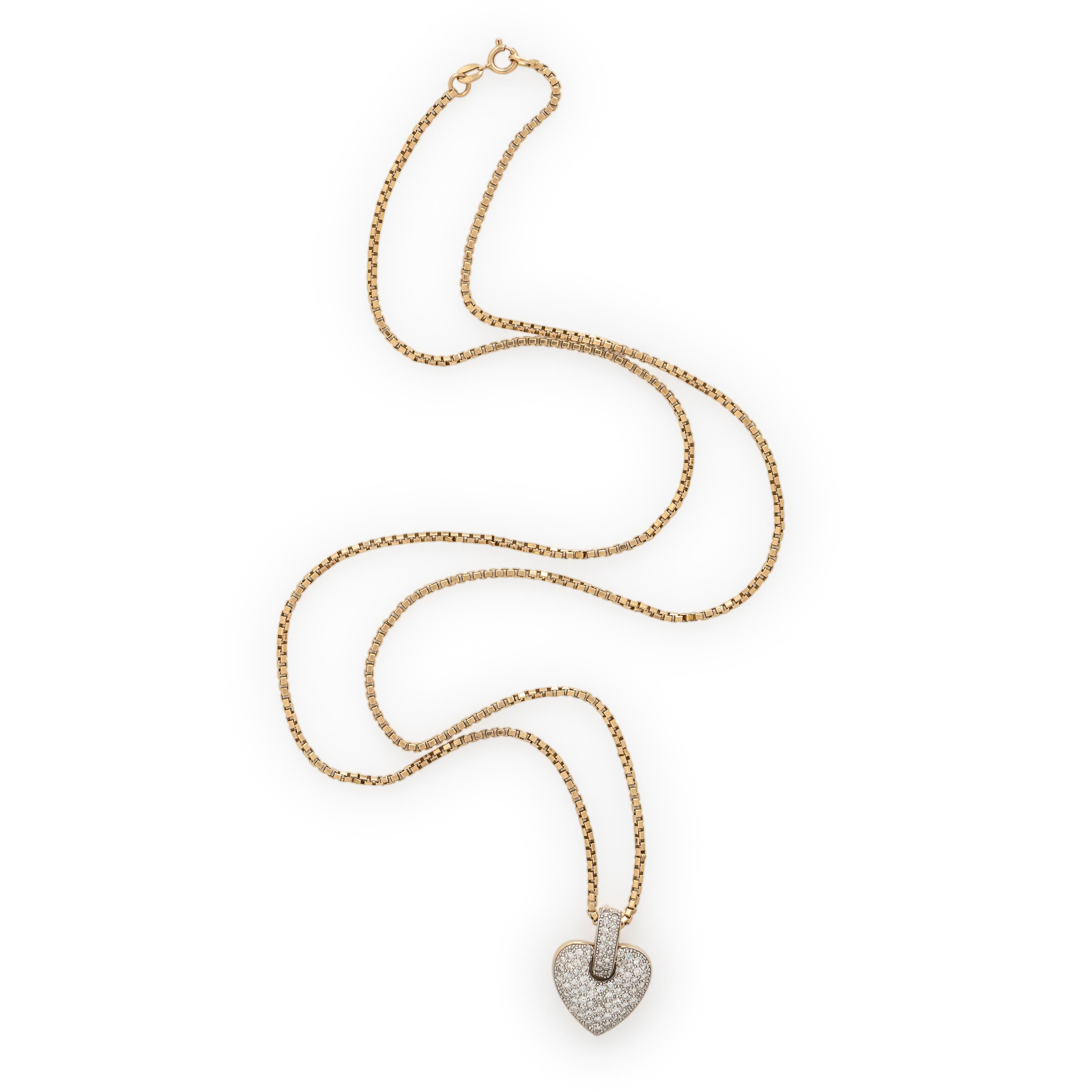 Diamond and Yellow Gold Heart Pendant Necklace