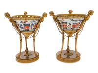 A Pair of French Gilt Bronze Mounted Chinese Porcelain Coupes