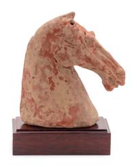 A Chinese Red Pottery Head of a Horse