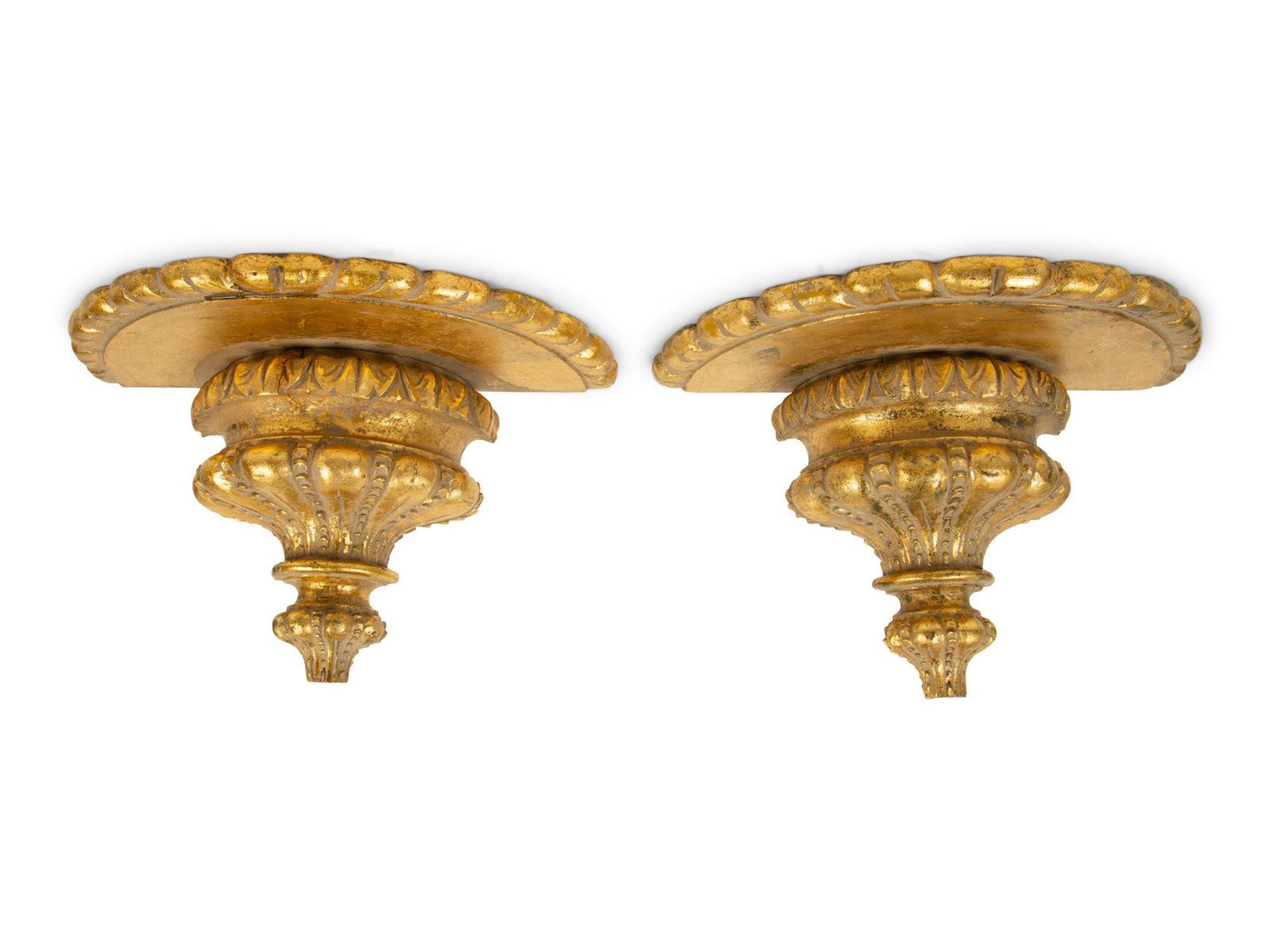 A Pair of Italian Carved Giltwood Wall Brackets — 19TH CENTURY