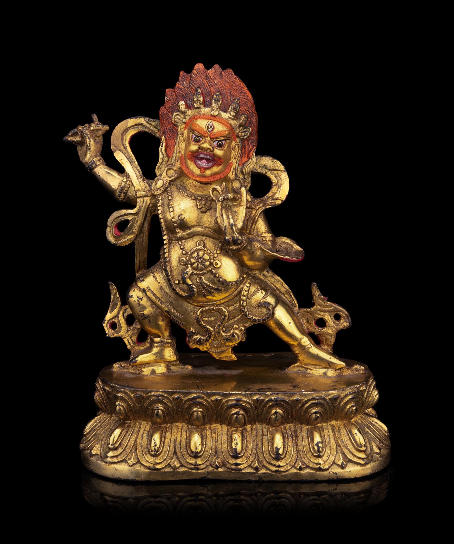 A Tibetan Gilt Bronze Figure of Bodhisattva Vajrapani