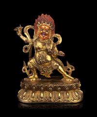 A Tibetan Gilt Bronze Figure of Bodhisattva Vajrapani