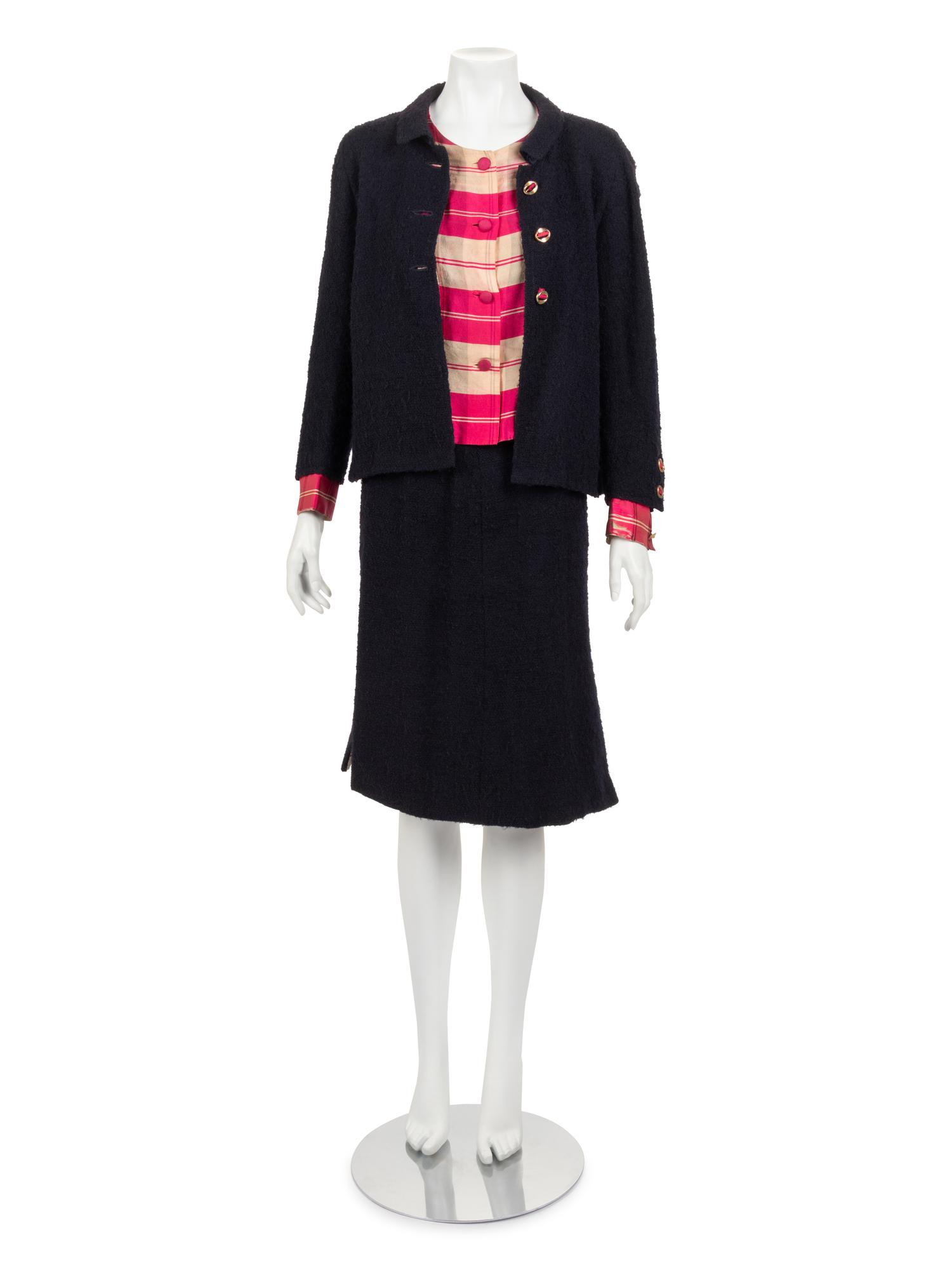 Chanel Three-Piece Skirt Suit Ensemble, 1964