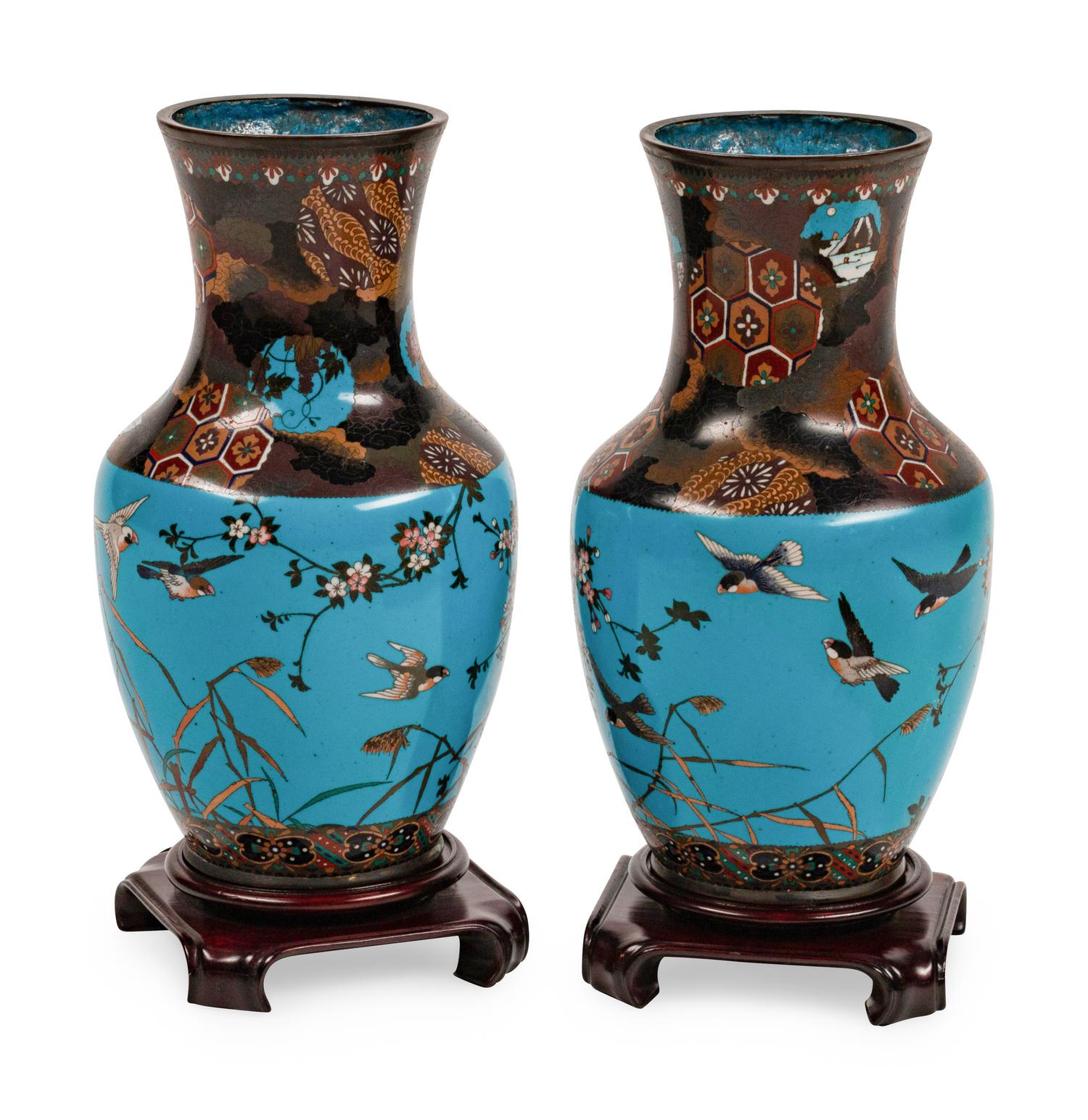A Pair of Japanese Cloisonne Vases — LATE 19TH CENTURY