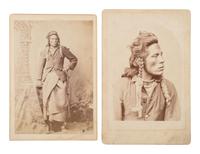 BARRY, David F. (1854-1934), photographer. Two cabinet cards of Curley, George Custer's Scout. Ca 1880s.