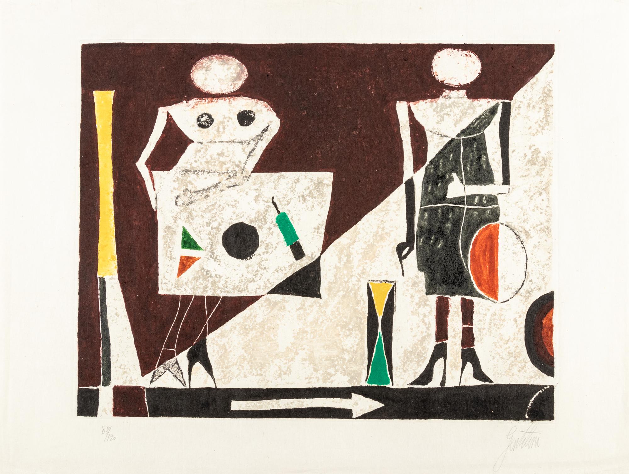 A Group of Three Prints by Óscar Domínguez, Franco Gentilini, and Massimo Campigli