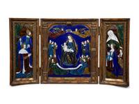 A Limoges Enamel on Copper Triptych