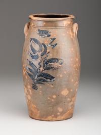 An IM Mead Cobalt Decorated Four-Gallon Stoneware Churn