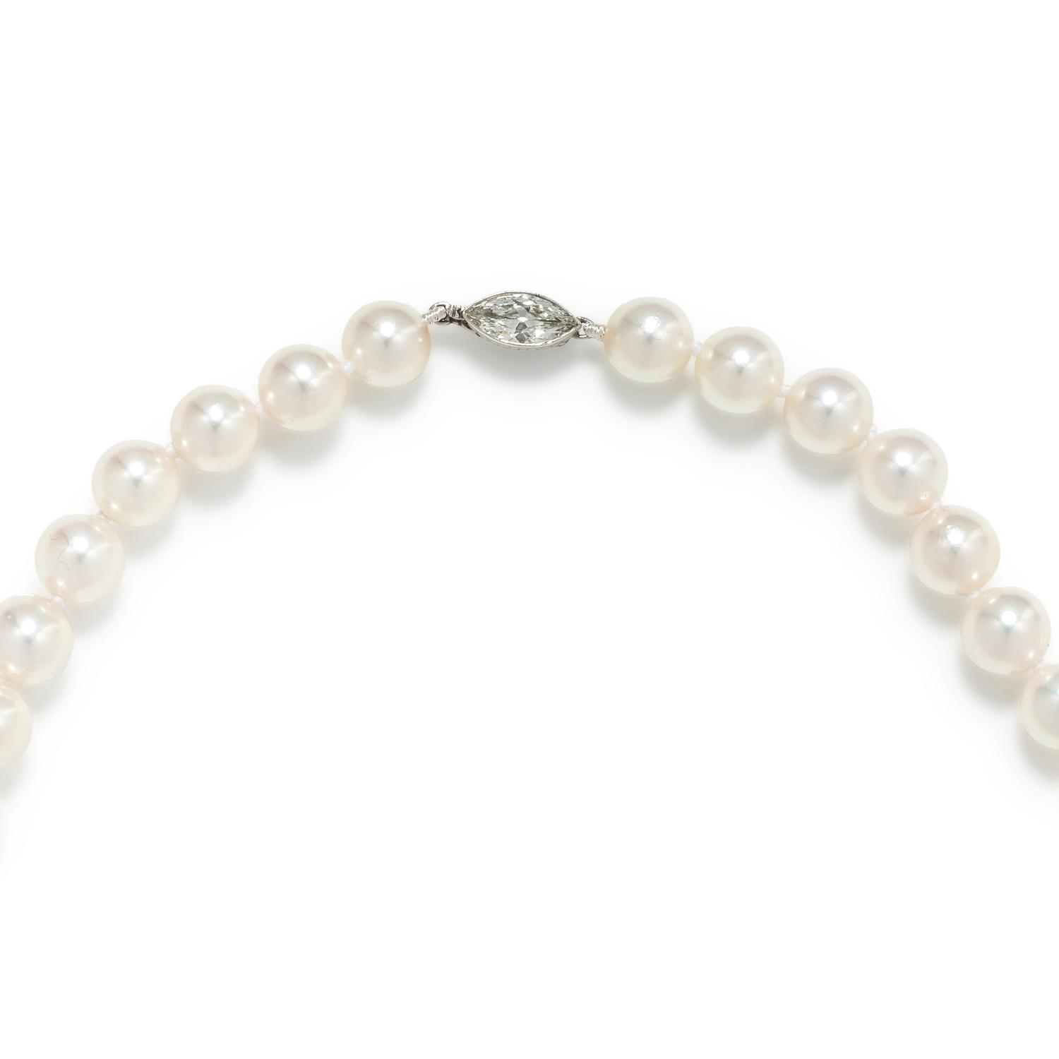 CULTURED PEARL AND DIAMOND NECKLACE