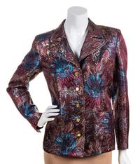 An Yves Saint Laurent Multicolor Metallic Floral Jacket, Size 42.