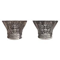 A Pair of American Carved Limestone Capitals 36" W x 25.5" D x 29.5" H — United States, Circa 1920