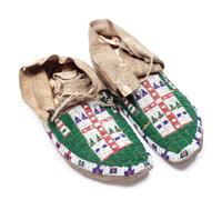 Northern Plains Beaded Buffalo Hide Moccasins