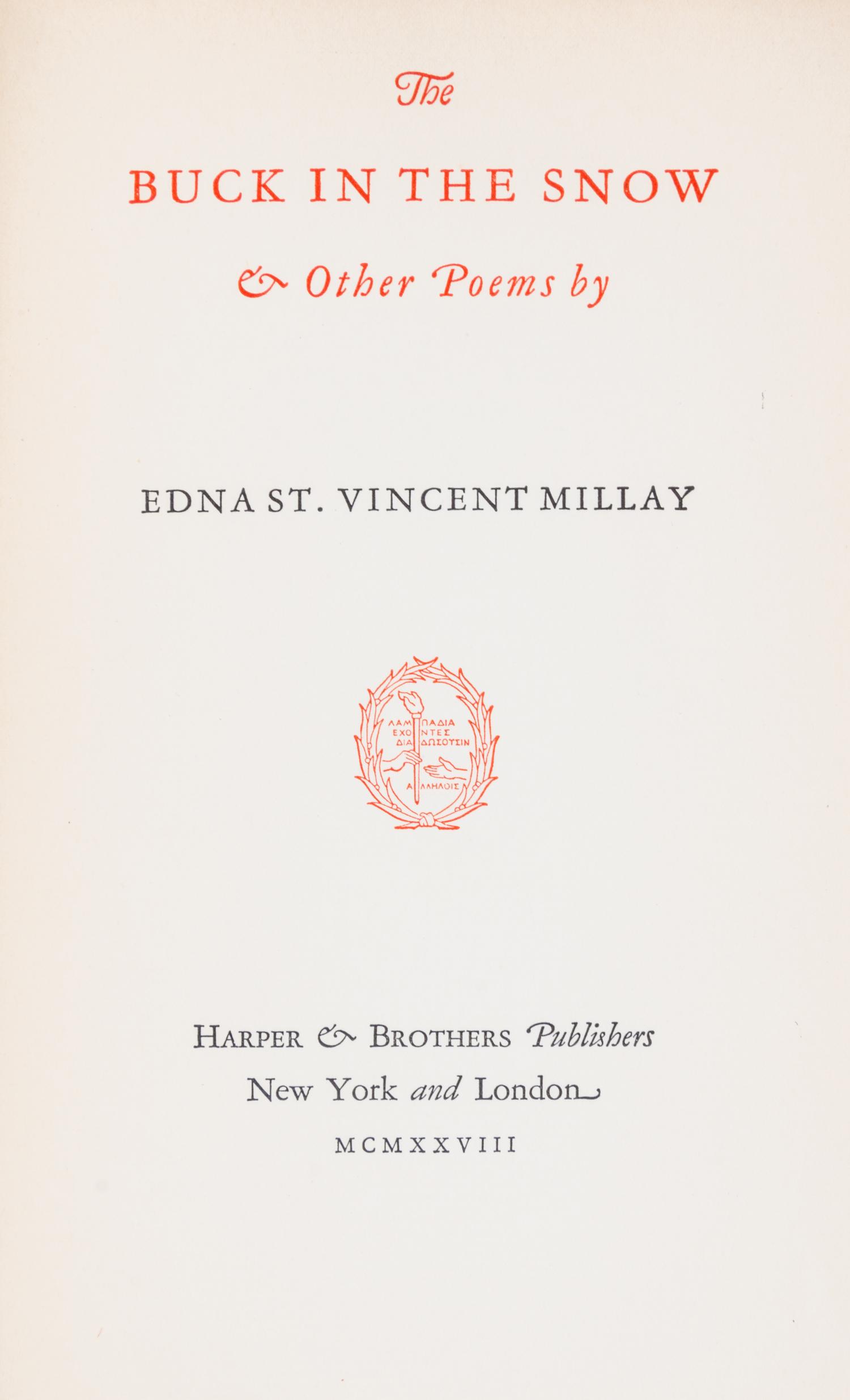 MILLAY, EDNA ST VINCENT. A group of six first editions.