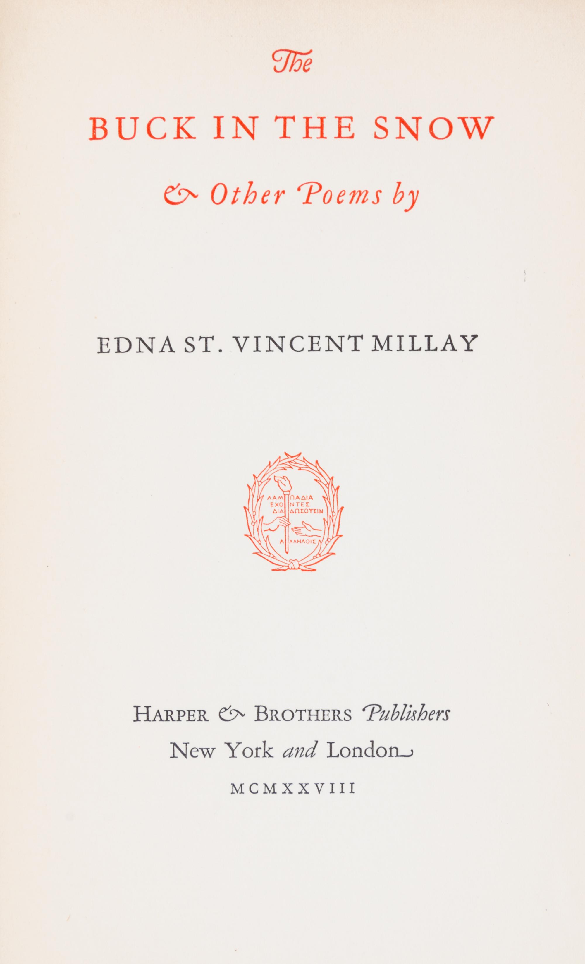 MILLAY, EDNA ST VINCENT. A group of six first editions.