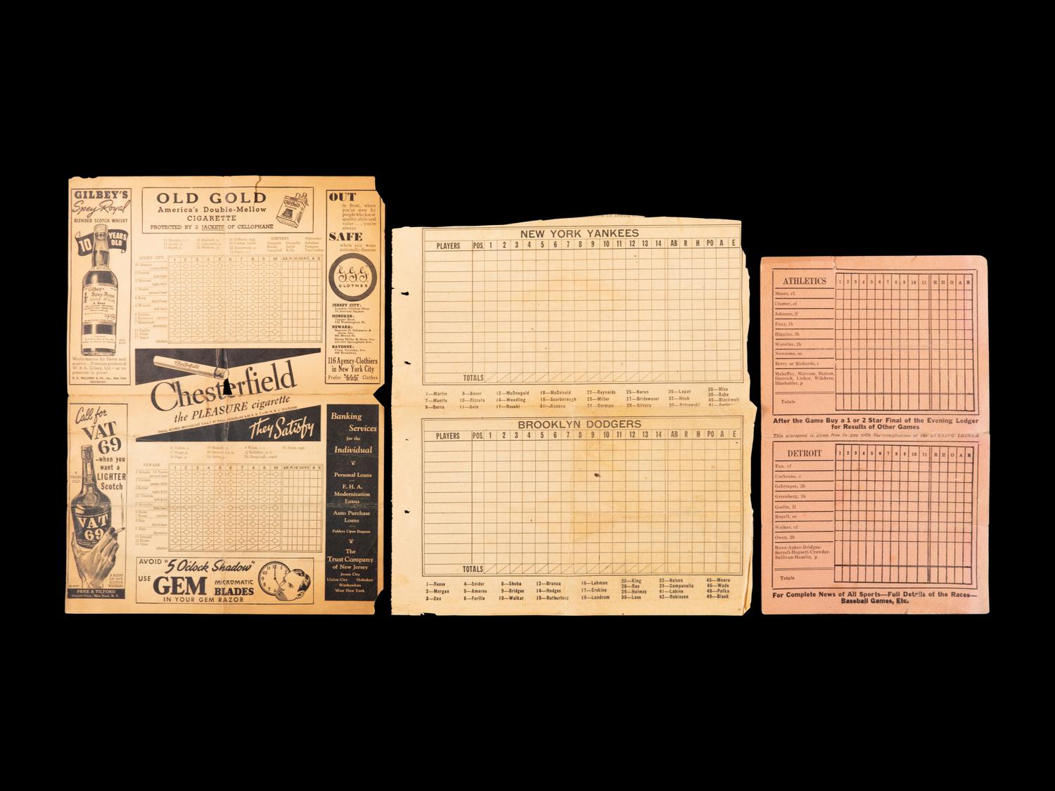 A Group of Baseball Magazines and Ephemera Including Lou Gehrig and Joe DiMaggio,