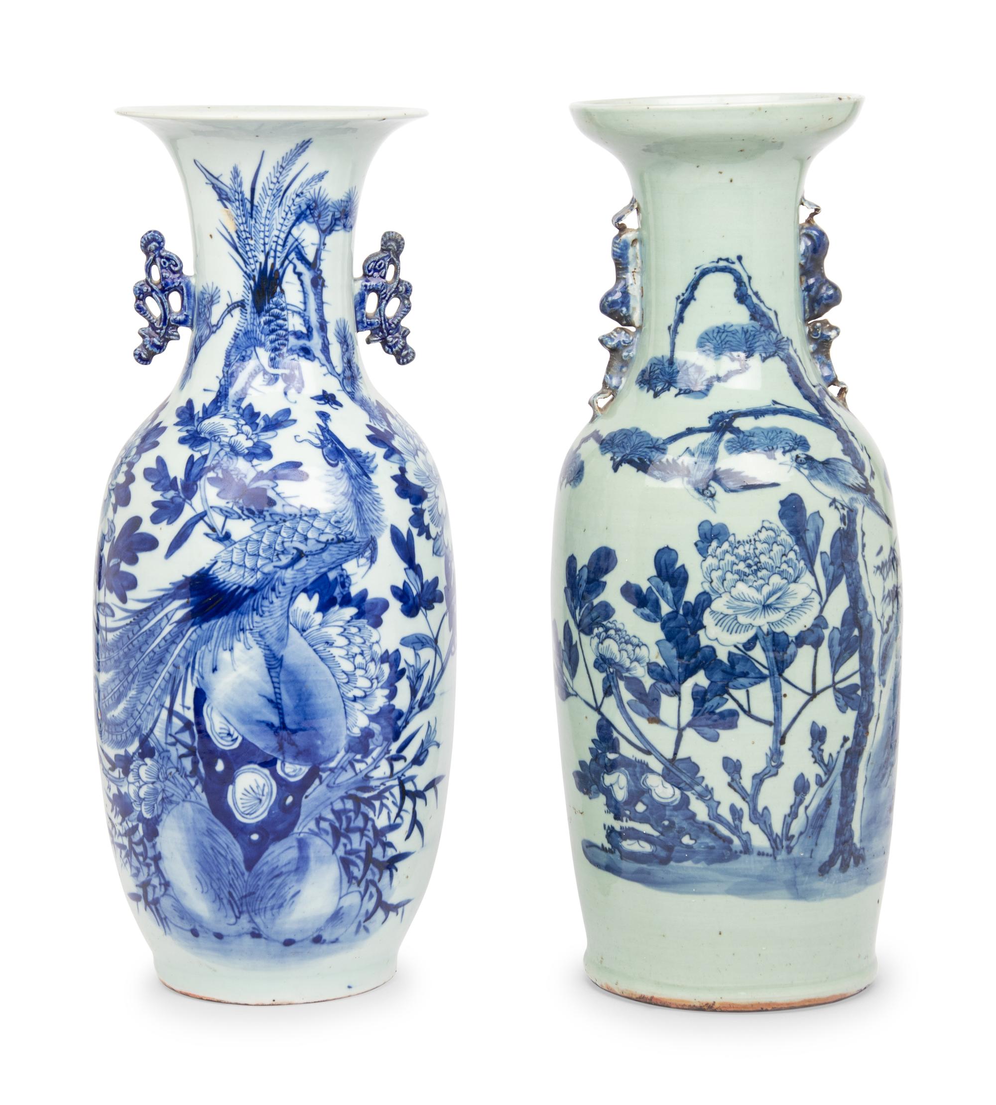 Two Chinese Blue and White Porcelain Vases